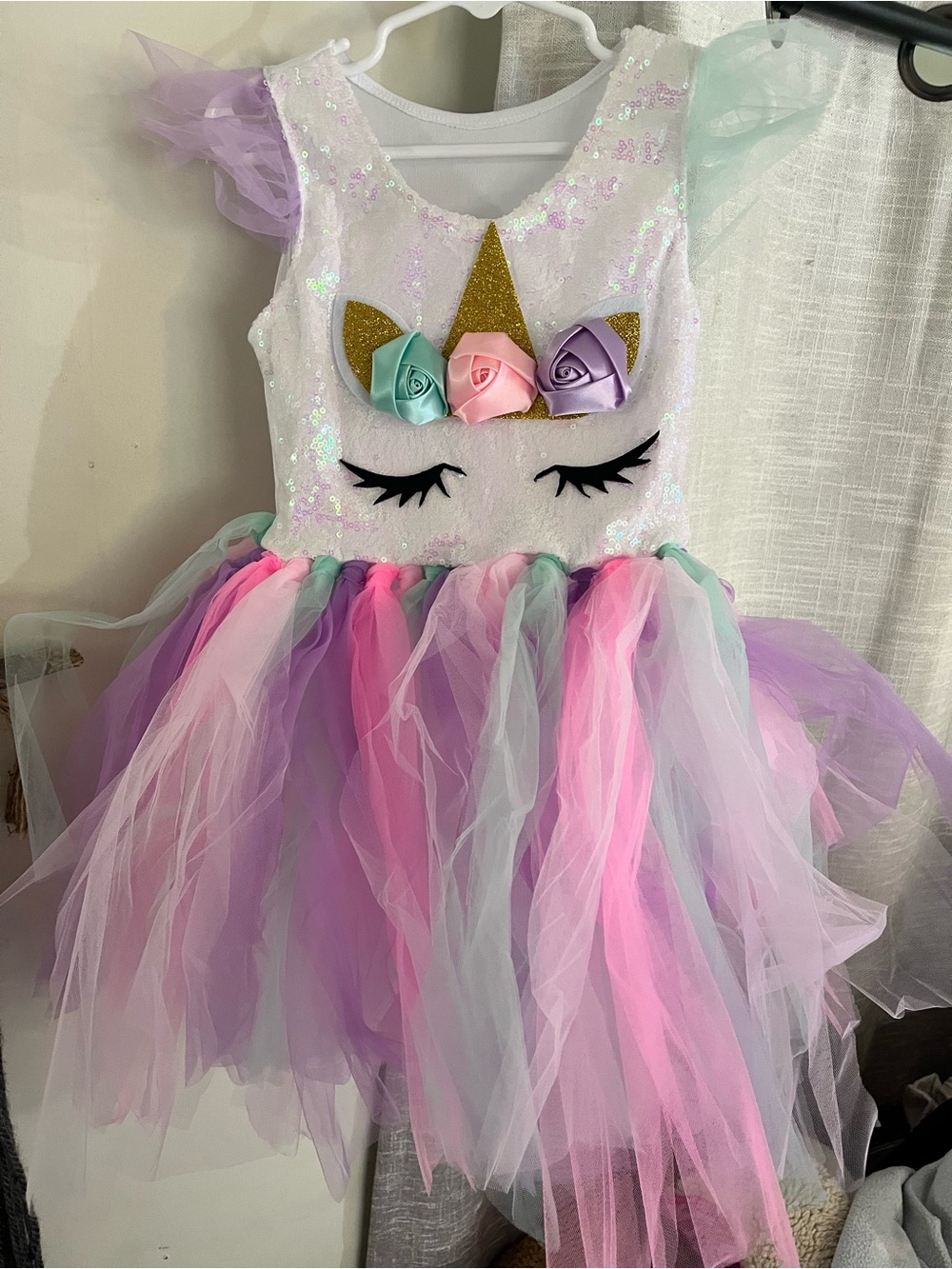 4t Birthday bundle Unicorn Tulle Fantasy Kids Costume Dress - and supplies